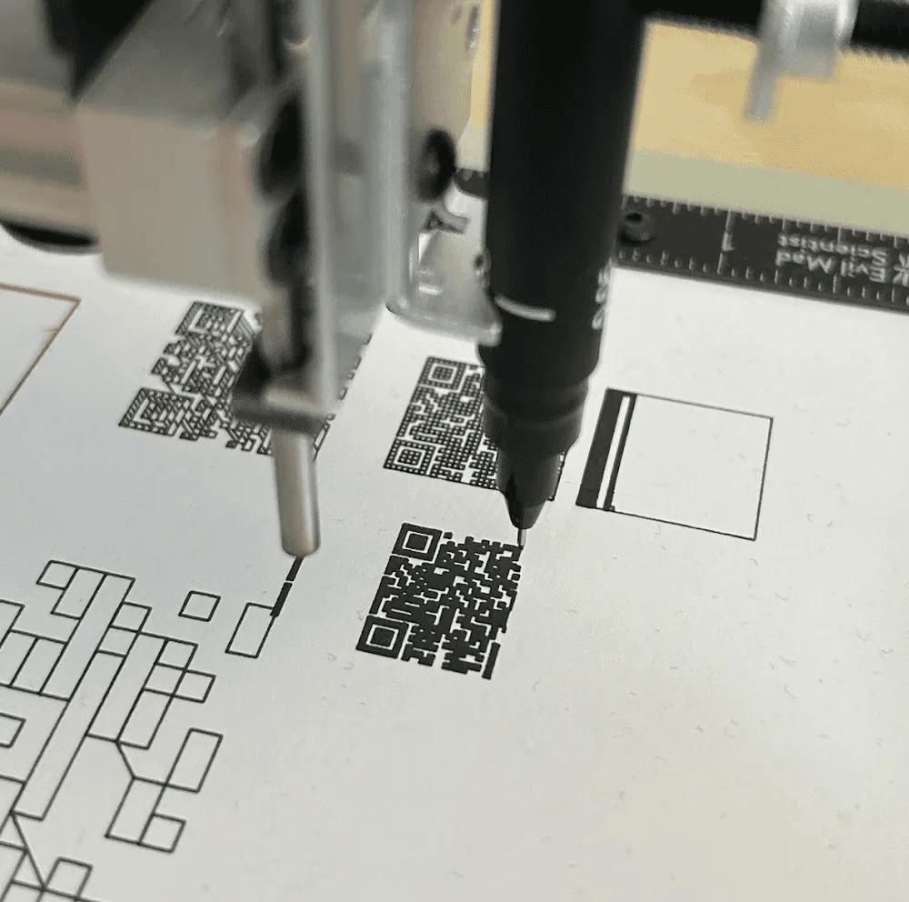 My first plotted scannable QR code